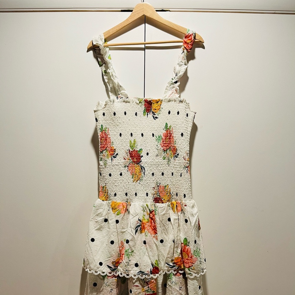 Farm Rio White Nanaju Midi Dress Size L NWT